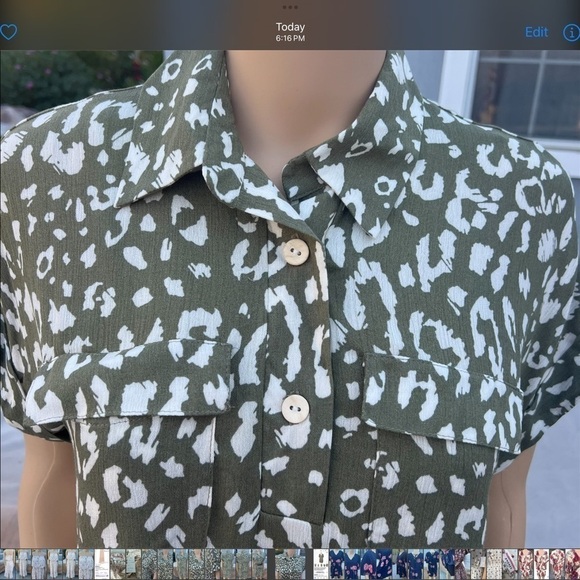 Easel, green, leopard print shirt dress - Picture 8 of 12